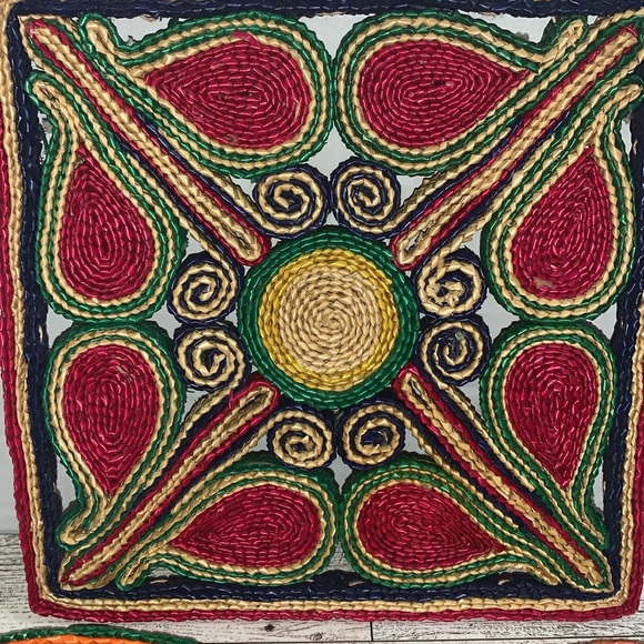 Set of 3 Vintage Woven Trivets .. Hippie Style - Picture 2 of 4